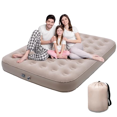 ZODAS Double Airbed, Inflatable with JUST One-click, Air Bed Double with Built in Pump, Queen Electric Inflatable Mattress Self Inflating Guest Bed Blow up Mattress for Camping/Home, 200x152x25cm