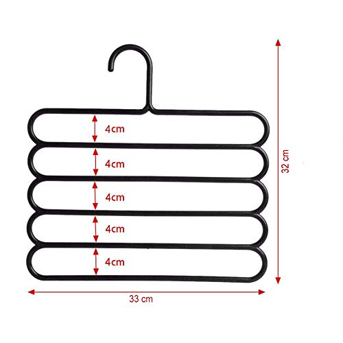 INOVERA (LABEL) Plastic Inovera 5 Layer Pants Clothes Hanger Wardrobe Storage Organizer Rack (Set Of 4), 33L X 1B X 32H Cm (Assorted Colour)