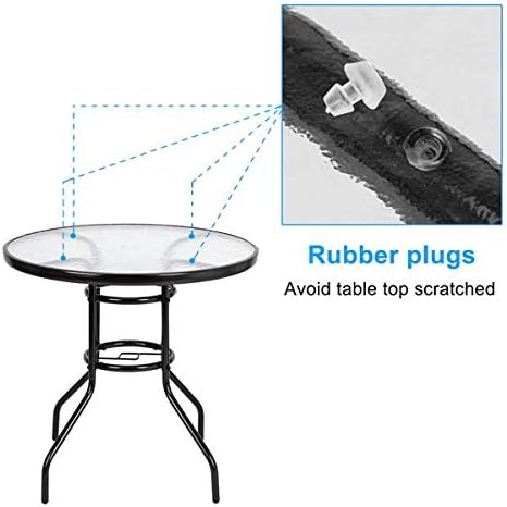 Outdoor Dining Table Round Toughened Glass Table Yard Garden Glass Table, Small Dining Table with Tempered Glass for Pool, Lawn, Backyard, Balcony