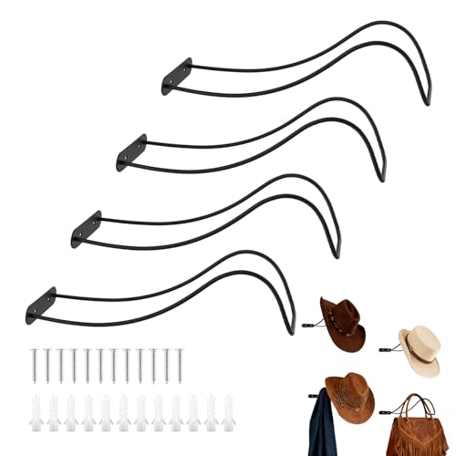 Yuanfenron 4 Pack Cowboy Hat Holder for Wall, Metal Hat Rack with Curved Support Design, Western Hat Organizer for Cowboy Hats, Fedora, Sun Hats and Wide Brim Hats, Screws and Anchors Included by Yuanfenron - Used condition - Image 9