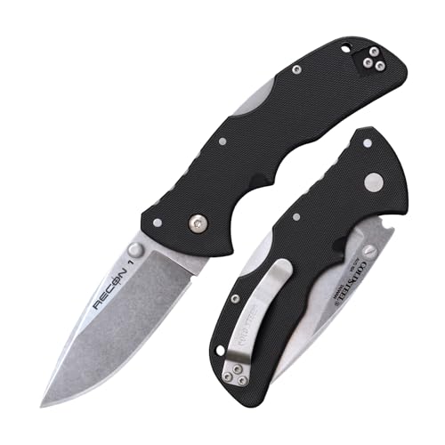 Cold Steel Mini Recon 1 3" AUS10A Spear Point Blade 4" GFN Handle Folding Knife w/Tri-Ad Lock, Ambidextrous Pocket/Belt Clip by Cold Steel - Used condition - US$36.42
