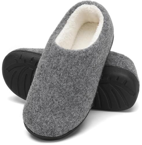 Mishansha Zapatillas de Estar por Casa Hombre Mujer Zapatos de Casa Invierno Cálido con Memory Foam Pantuflas Cómodas Antideslizante para Exterior e Interior, Gris, 40/41 EU