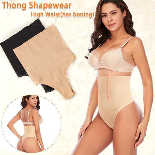 Image of Werena Tummy Control Thong Shapewear for Women Seamless Shaping Novelty Thong Panties Body Shaper Underwear