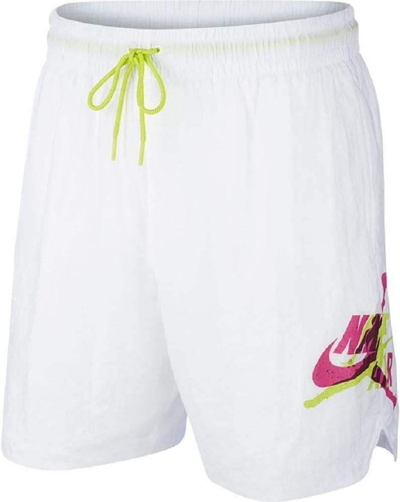 Nike J 7" Jumpman Poolside Short Sport Shorts - White/Cyber/Active Fuchsia, M
