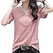 T-shirt da donna a maniche corte casual a maniche corte con maglietta a colori, rosa, L