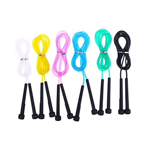 HEMOTON 6 PCS PVC Jump Rope Meters Durable Skipping Ropes for Exercise with Slip Handles for Adults Random Colors for Training Random Color