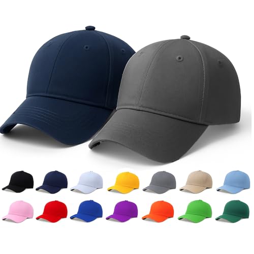 FASHIENT Unisex Cotton Baseball Cap Combo Pack of 2 - Classic Cotton Baseball Hats, Adjustable Fit for Men & Women Free Size Navy_Grey