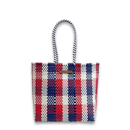 Image of MARIA VICTORIA Women's Handcrafted Plastic Tote Bag Medium Size, Waterproof, Stylish Design, Ideal for Spring, Summer Use, Versatile for Daily Activities, Travel, Gift-Ready, Americana250 Medium