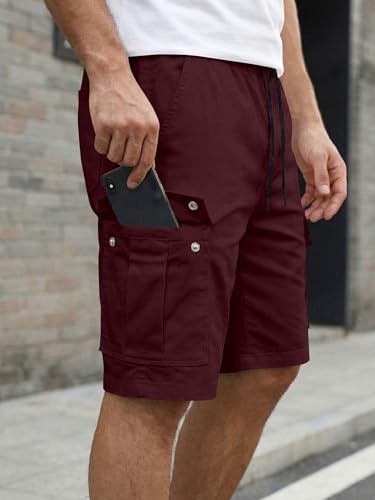 Image of JMIERR Mens Casual Cotton Twill Cargo Shorts Drawstring Classic Chino Stretch Short with 6 Pockets