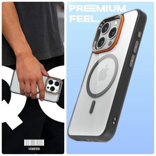 Image of Pikkme Back Cover for iPhone 16 Pro Max | Shockproof | Mag-Safe Compatible | Hard Transparent Back | Premium Raised Camera Protection | Bumper Case (Black Mag-Safe)
