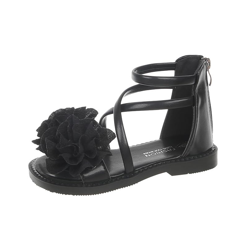 Little Girls Sandals with Flowers Girls Dress up Shoes for Vacation Party Wedding Princess Dress Open Toe Flats Sandals