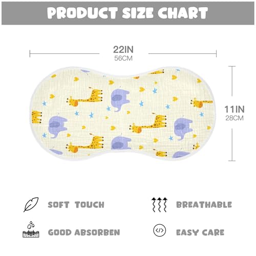 xigua Cartoon Giraffes Muslin Baby Burp Cloths Set of 4, Super Soft & Absorbent Burping Rags, Cotton Burp Clothes Shower Gift for Newborn, Baby Girls and Boys4