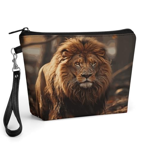 Bolsa de maquillaje con cremallera y asa: neceser de piel sintética amplio y resistente