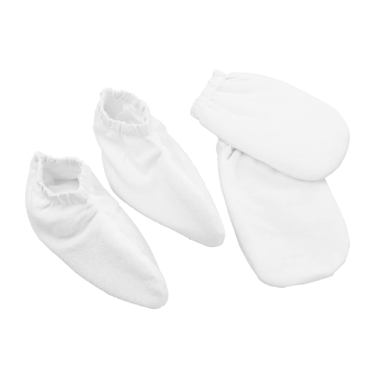 NOLITOY 2pairs Paraffin Wax Gloves for Hand and Feet Treatment Insulated Mitt Covers for Heat Therapy Spa Washable Cloth Smooth Liner Snap Closure Design White