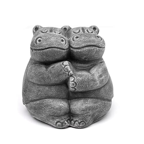 Statue en pierre couple d’hippopotames, gris ardoise, pierre reconstituée Cover