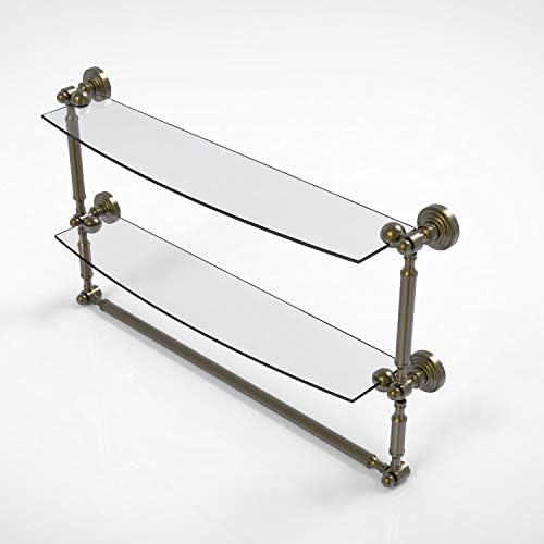 Allied Brass WP-34TB/24 Waverly Place Collection 24 Inch Two Tiered Integrated Towel Bar Glass Shelf, Antique Brass
