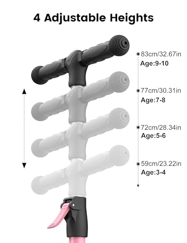 Image of besrey 3 Wheel Scooter for Kids Ages 3-10 with 4 Adjustable Height | LED Light Wheels, Foldable Toddler Scooter, Extra Deck, Lean-to-Steer Design, Sturdy and Safe