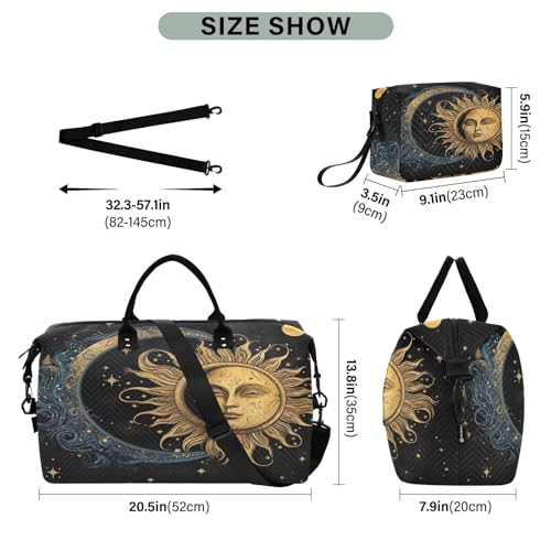 Kigai Sun and Moon Duffle Bag Versatile Travel Duffel for Men and Women, Carry On for Weekend or Overnight Stay3