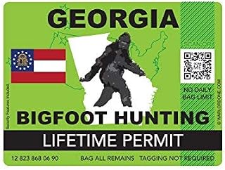 Georgia Bigfoot Hunting Permit Sticker Die Cut Decal Sasquatch Lifetime Vinyl Made in USA