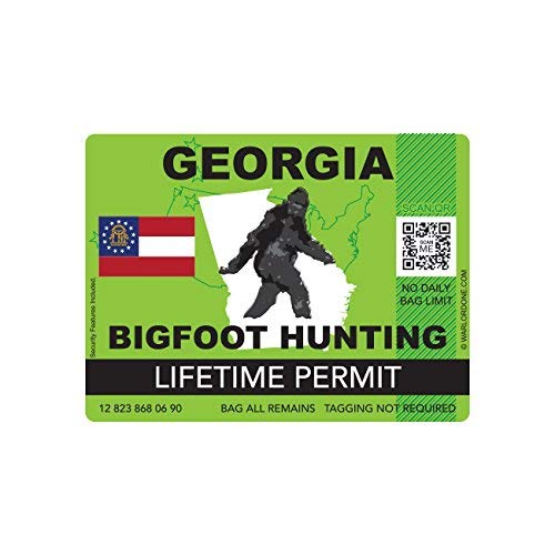 Georgia Bigfoot Hunting Permit Sticker Die Cut Decal Sasquatch Lifetime Vinyl Made in USA