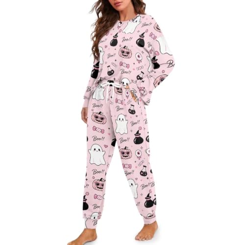 Image of Women's Pajamas Set Soft 2 Piece Loungewear Long Sleeve Pj Set Matching Sleepwear with Pockets for Women Plus Size