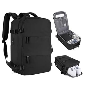 Mochila De Viagem Grande Impermeável, Com Porta Usb, Compartimento Para Sapatos, Bolsa Para Objetos úmidos, Mochila Para Notebook, Mochila Feminina VANOVA (PRETO)