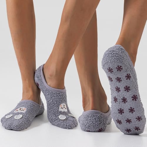 Image of 3Pairs Ankle Socks Low cut Pom Pom Fluffy Fuzzy Warm Winter Plush Slipper Socks For Women