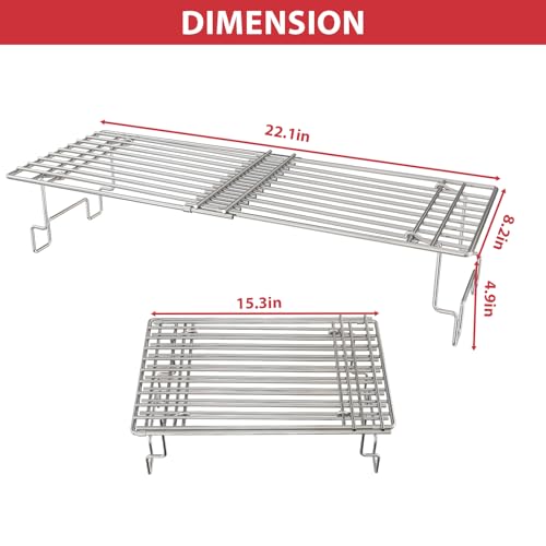 GLOWYE Universal Griddle Warming Rack for Pit Boss Traeger Wood Pellet Smoker Grill, Adjustable Warming Rack for Weber Blackstone and More Tabletop Flat Rack