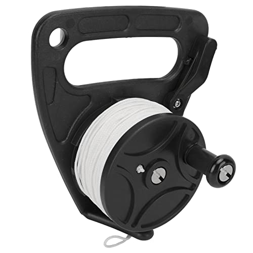 Diving Reel Spool Efficient Dive Rope Reel for Cave Exile Diving with 46m White Wire for Snorkeling and Water Sports (Black Pulley)