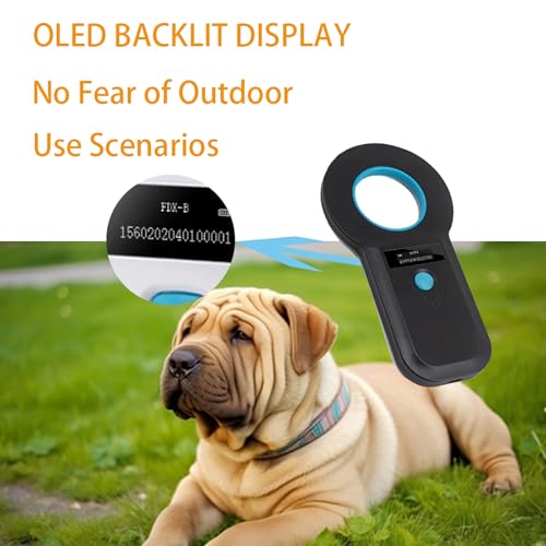Tormete Scanner de microchip RFID para animais de estimação: leitor de microchip EMID recarregável d