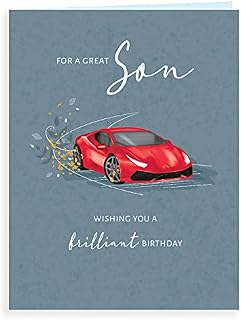 Luxury Beautiful Contemporary Birthday Card Great Son - 8 x 6 inches - Koko Designs, K70064, white