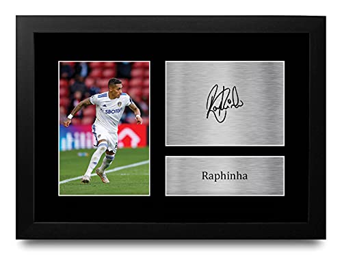 Photo dédicacée Raphinha Leeds United A4 encadré pour décoration de salon