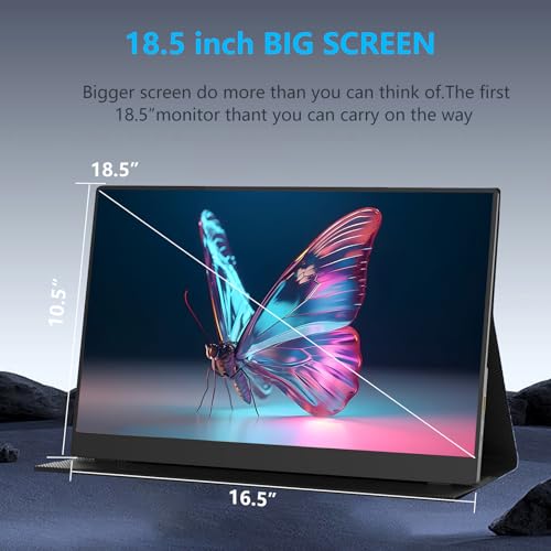 Image of Portable Monitor 18.5 Inch IPS Display, FHD 1080p 100Hz 100% sRGB Laptop Screen Extender, HDR HDMI USB-C VESA Travel Monitor for Laptop PC Mac Phone, PS4 /5, Xbox, Switch