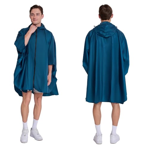 Image of Hooded cape style waterproof raincoat suitable for outdoor activities, hiking, mountaineering, and both men and women