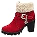 Honestyi Femme Automne Hiver Bottines Peluche Chaussures à Lacets Talon Haut Chaussures Martin Boots Garder au Chaud en Hiver Bottes Daim Bottines Shoes