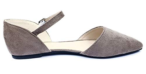Criss Cross Strap D'Orsay Flat Shoe Ballet, Taupe Stone, 7 - Image 3