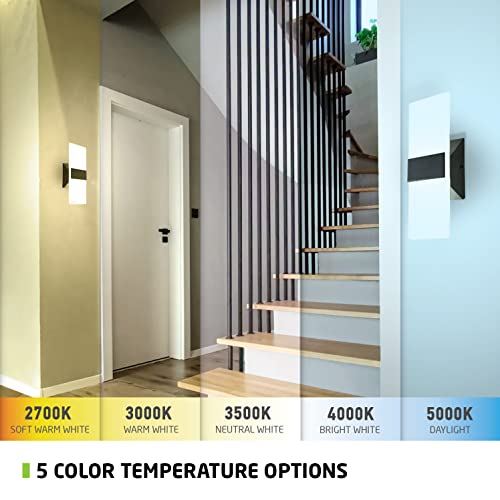 Asd Led Wall Mount Light Fixture | Frosted Acrylic Glass Sconce | 12 Inch 12W (30W) 120V 850Lm 2700K 3000K 3500K 4000K 5000K Adjustable | Indoor Lamp, Ambient Lighting, Dimmable, Ul | Black #TOP1