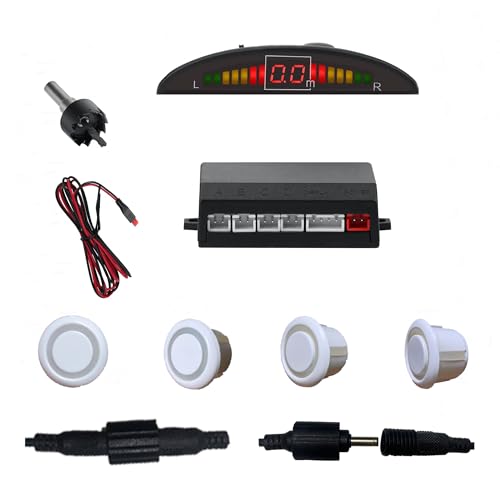 Image of Parking Sensor Kit Backup Sensor Kit Reverse Sensor for Car 18 Color Options for Probes Adjustable Alarm Volume Professional Sensore de Reversa para Carro Safe Driving Assistant(White)