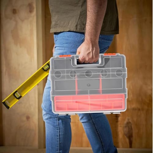 SHENGYIG Schraubenbox Aufbewahrung, Schraubenkoffer Leer mit Herausnehmbaren Ablagen, Tragbares Design Schraubenkiste, Schrauben Sortierbox für Aufbewahrung von Schrauben, Muttern und Kleinteilen