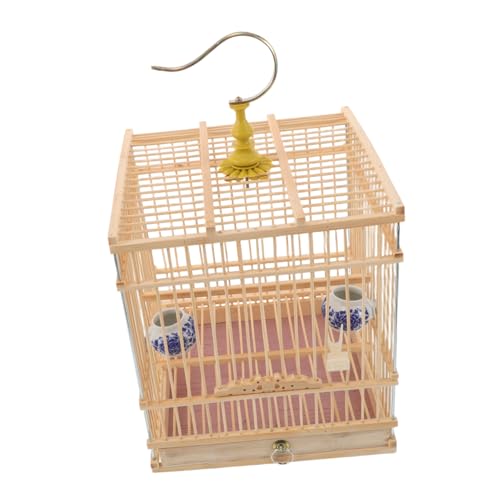 Cage à oiseaux bambou habitat rectangulaire pour inséparables et chardonnerets
