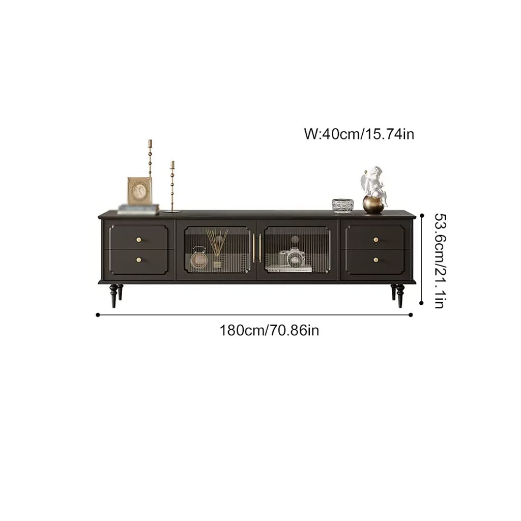 EQUALIZE TV-Schrank, Retro, schwarz, TV-Schrank, Wohnzimmer, Zuhause, schlichtes Schließfach, moderne Unterhaltung, Medien-Center-Konsole, Tisch, Medienkonsole (Farbe: 180 x 40 x 45,5 cm)
