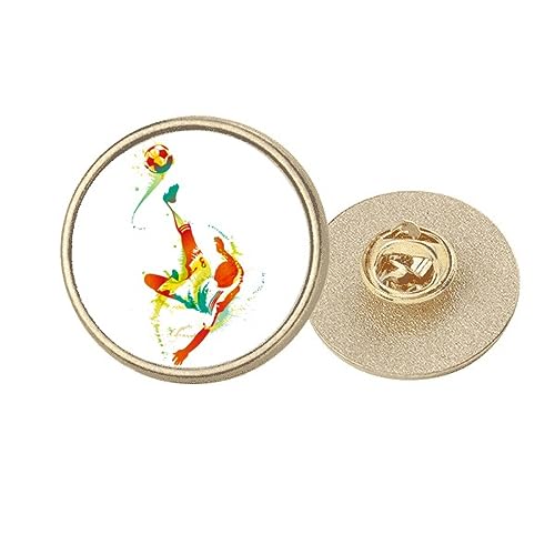 Broche ronde joueur de football métal doré taille M accessoire veste homme