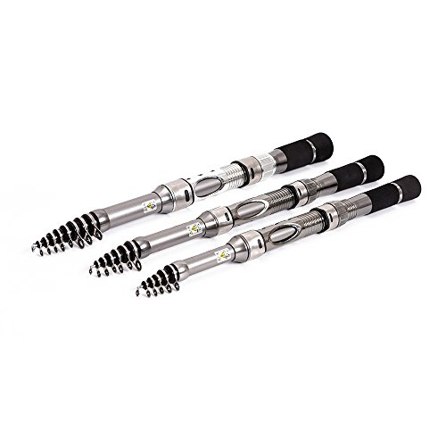 Andoer Kit de vara de pesca retrátil de cana de pesca telescópica de fibra de carbono