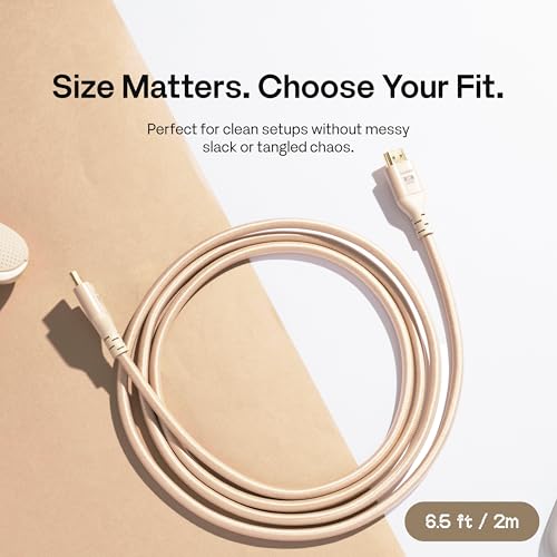 Image of Pixio Beige 8K HDMI 2.1 Cable Ultra Certified Ultra High Speed 6FT 8K 60Hz 4K 120Hz Nylon Braided, Gold Plated Connector, Anti-Breakage, HDR10+, dtsx, eARC, HDCP, Dolby Compatible