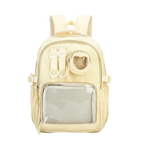 Cute Ita Backpack for Girls Teens Pin Display Backpack with Insert Aesthetic Ita Bag for Anime Cosplay Collectors (Yellow)