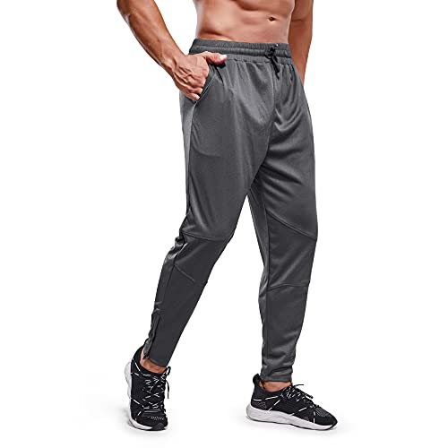 Haenpisy Mens Sweat Pants With Pockets, Elastic Waist Tapered Gym Workout Joggers Men's Athletic Pants Zip Bottom(Grey, Medium) #TOP13