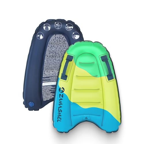 Premium Kids Inflatable Boogie Board Lightweight Swimming Floating Surfboard for Beach & Pool Fun Durable Inflatable Bodyboard for Wave Riding Summer Pool Floats & Beach Toys (Multicolor)