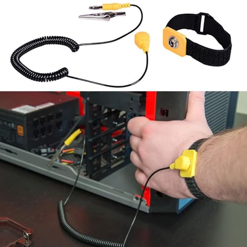 Image of 2Pcs Anti-Static Wrist Strap with 6ft Cable, Adjustable Band for Electronics Repair