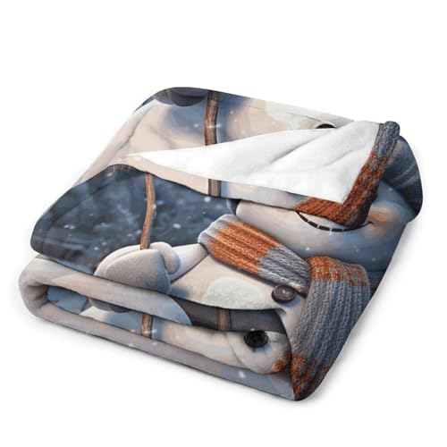 Couverture flanelle bonhomme de neige, idée cadeau pour canapé - 4