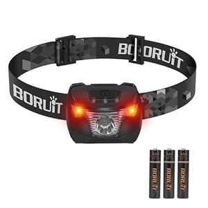 BORUIT BR01 – torcia frontale LED a luce rossa con AAA